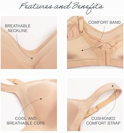 Playtex Women's 18 Hour Active Breathable Comfort Wireless Bra, Full Coverage Bra, Smoothing Support