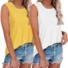 Womens Tank Tops Summer Sleeveless Casual Shirts Loose Fit Tunic Beach Vacation Outfits