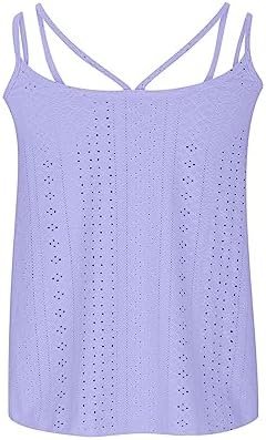 Womens Tank Tops Dressy Casual Eyelet Sleeveless Scoop Neck Camisole Shirts Loose Flowy Aesthetic Summer Beach Blouse