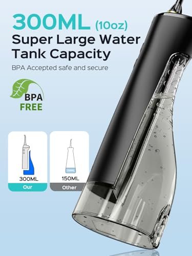 COSLUS Portable Water Flosser for Teeth: 10 Pressure Settings Professional Water Dental Pick for Orthodontic, Braces & Sensitive Gums - Cordless for Travel Use, for Adults Teens, BPA-Free, E40