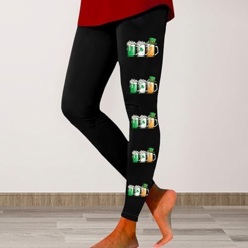 41EktOweLAL._AC_.jpg St. Patrick's Day Leggings Women Shamrock Yoga Pants Irish Green Clover Leaves High Waist Soft Stretchy Workout Tight