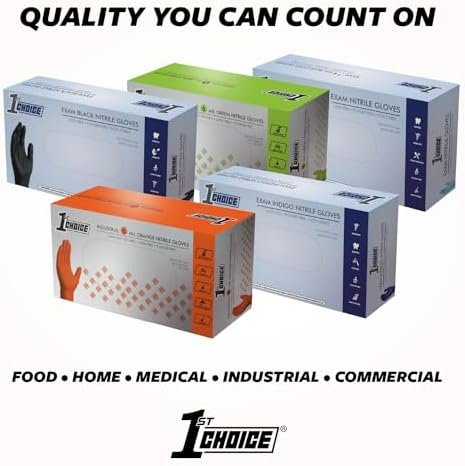 1st Choice Black Nitrile Gloves, Disposable, Latex-Free, 6 Mil, Textured, Industrial, for Mechanics, Cleaning, Automotive Use