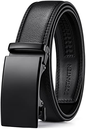 41FTL26ogjL._AC_.jpg BOSTANTEN Mens Belt Leather Ratchet Belt For Men Dress and Casual with Adjustable Buckle, Trim to Fit