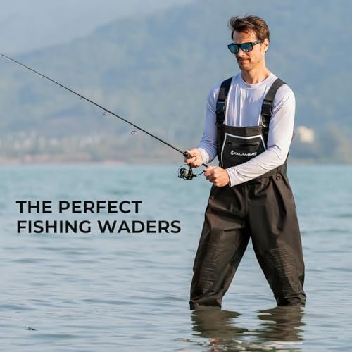Calamus WaveWalker Fishing Waders for Men & Women, 100% Waterproof PVC Waders with Slip-Resistant Boots, Tear-Resistant Nylon