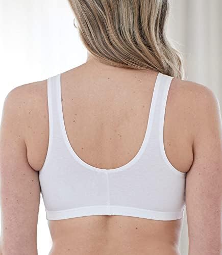 Bestform 5006014 Comfortable Unlined Wireless Cotton Stretch Sports Bra with Front Closure
