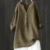 41G41uJE4gL._AC_.jpg Linen Shirts for Women Summer Beach 3/4 Length Sleeve V Neck Button Tops Dressy Casual Tunic Loose Blouse 2025