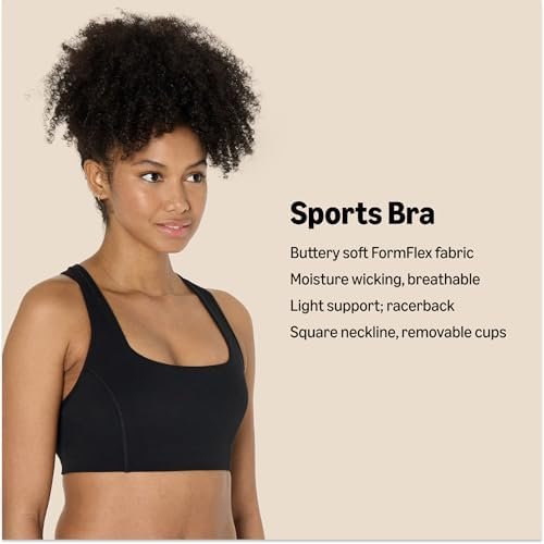 Amazon Essentials Women's Active FormFlex Buttery Soft Light Support Square Neck Racerback Sports Bra