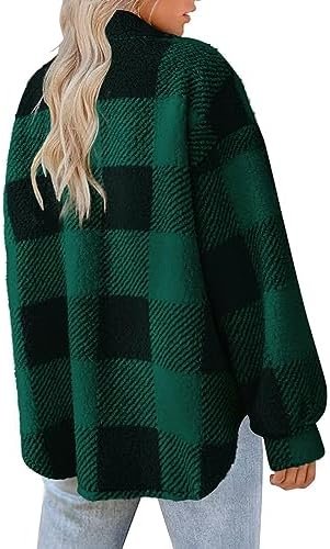 41H-nR365jL._AC_.jpg Generic Womens Flannel Shacket Jacket Plaid Button Down Long Sleeve Lapel Shirt Coat Trendy Casual 2024 Fall Fashion Clothes