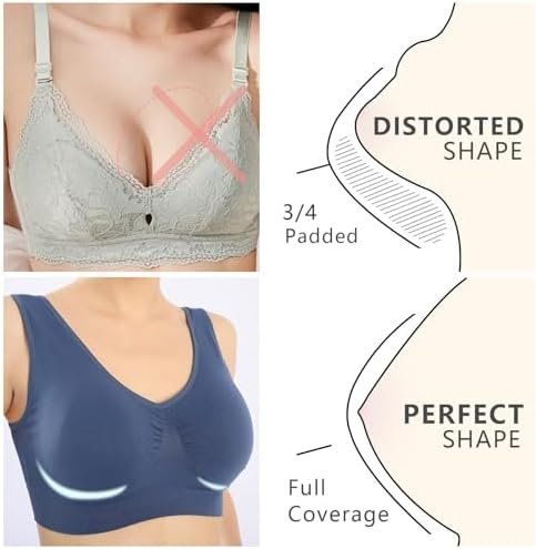 Cabales Women's Seamless Wire Free Bra for Women Removable Padded Comfort Sports Bra