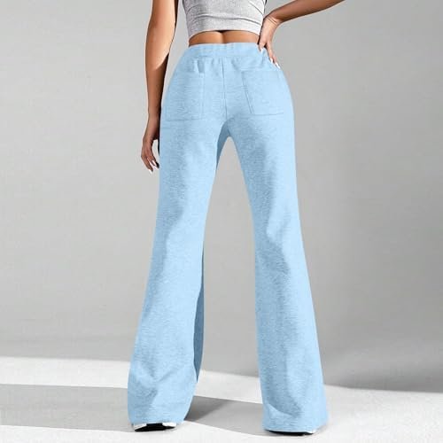 41HhpGbfXyL._AC_.jpg Baggy Flare Sweatpants Women Cotton Drawstring High Waisted Yoga Pants with Pockets Y2k Casual Flowy Wide Leg Pants