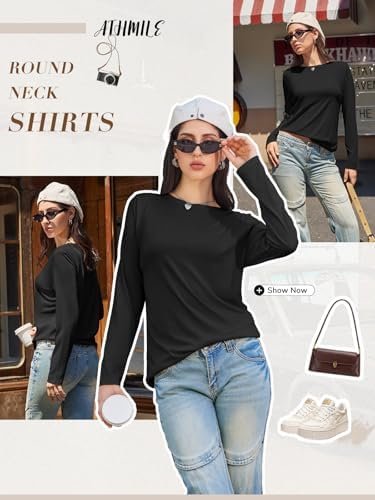 41IaoE6M-bL._AC_.jpg ATHMILE Womens Long Sleeve Shirts Basic Tee Fall Trendy Spring Top Business Casual Beach Vacation Workout 2025 Fashion