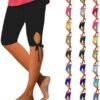 Capri Leggings for Women 2025 Tummy Control Knee Length Legging Summer Cropped Pants Casual Solid Comfy Yoga Pants