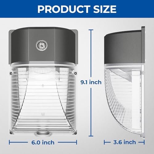 CINOTON 26W LED Wall Pack Light with Dusk to Dawn Sensor, 3000LM [100-277Vac] LED Wall Lights IP65 Waterproof Outdoor Security Flood Lighting for Garage Warehouse Garden 5000K-Daylight 1 Pack