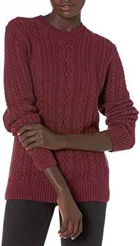 Amazon Essentials Women's Soft Fisherman Cable Long-Sleeve Crewneck Sweater (Available in Plus Size)