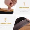 KuaiLu Men's Yoga Mat Leather Flip Flops with Arch Support Comfortable Cushion Walking Thong Sandals Slip On Indoor Outdoor