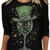 41JBHfKWYoL._AC_.jpg St Patty's Day Shirt Women 2025 Casual Plus Size 3/4 Sleeve Irish Clover Shirts Funny Saint Patrick's Tunic Tops