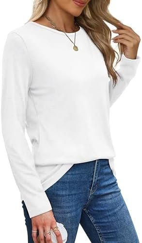 XIEERDUO Long Sleeve Shirts for Women Casual Crew Neck Basic Fall Tops Loose Fit Comfy