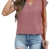 ANRABESS Women Tops Cap Sleeve Textured Dressy Casual V Neck Shirts 2025 Summer Business Work Blouses Outfits
