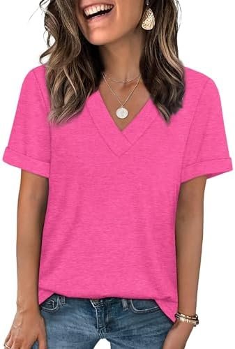 41JmIk5L4tL._AC_.jpg WIHOLL Womens Summer Tops Short Sleeve Basic Casual V Neck T Shirts Trendy Fashion 2025