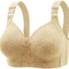 Daisy Bras for Older Women Front Closure Convenient Everyday Bras Mid Buttons Comfortable No Underwire Gathering Bras
