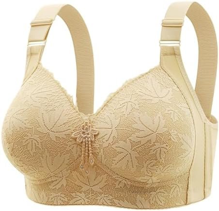 Daisy Bras for Older Women Front Closure Convenient Everyday Bras Mid Buttons Comfortable No Underwire Gathering Bras