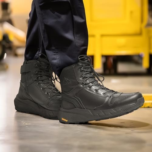 NORTIV 8 Men's Military Tactical Boot Lightweight Comfortable Boots for Work All Day Side Zipper Motorcycle Combat Hiking Boots Metrostrike(8-9 Inches)