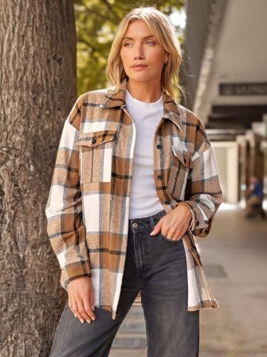 41KAWBNepL._AC_.jpg AUTOMET Womens Fall Outfits Fashion Clothes Shackets Flannel Plaid Button Down Long Sleeve Shirts Jackets