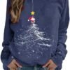 Womens Christmas Tree Graphic Sweatshirts Plus Size Crewneck Long Sleeve Pullover Casual Cute Funny Xmas Holiday Tops
