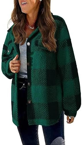 41KH7ncQytL._AC_.jpg Generic Womens Flannel Shacket Jacket Plaid Button Down Long Sleeve Lapel Shirt Coat Trendy Casual 2024 Fall Fashion Clothes