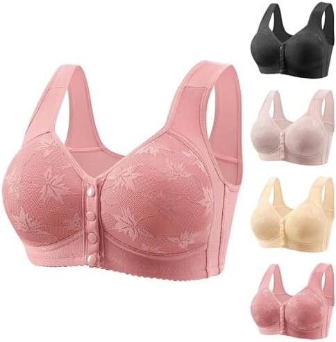 Daisy Bras for Older Women,Wireless Front Closure Push Up Bras Plus Size Full Coverage Comfortable Everyday Bra 2025
