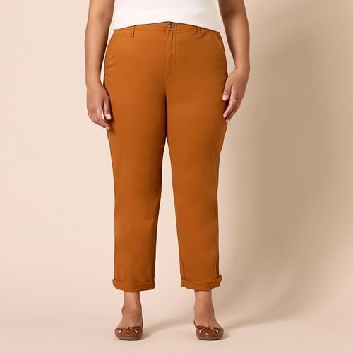Amazon Essentials Women's High-Rise Regular-Fit Ankle-Length Tapered-Leg Khaki Pant