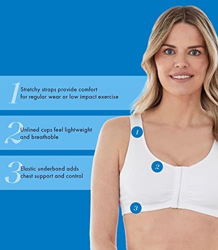 Bestform 5006014 Comfortable Unlined Wireless Cotton Stretch Sports Bra with Front Closure