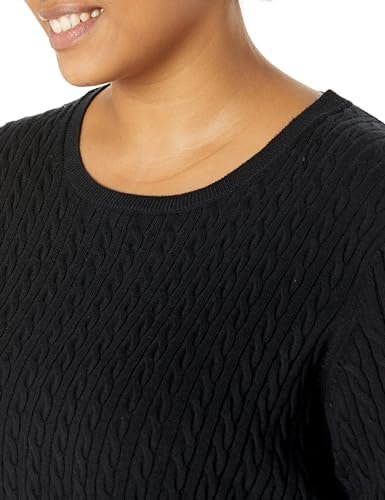 Amazon Essentials Women's Lightweight Long-Sleeve Cable Crewneck Sweater (Available in Plus Size)