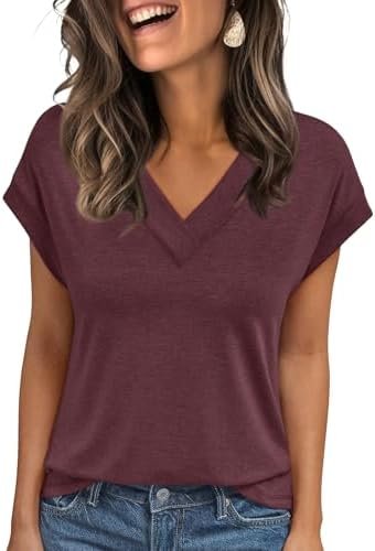 AUTOMET Womens Cap Short Sleeve T Shirts Summer Tops 2025 V Neck Dressy Casual Fashion Clothes Vacation Outfits