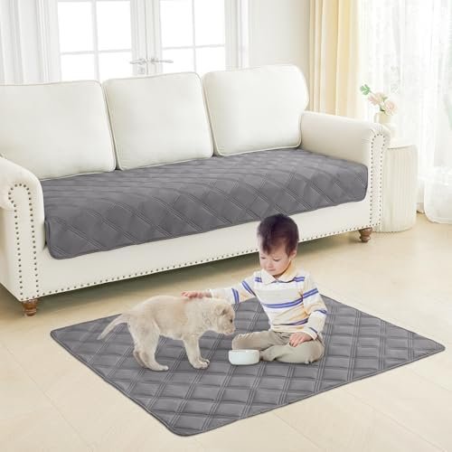 Smiry Waterproof Dog Bed Cover Blanket 30x70, Soft Reversible Pet Blanket, Washable Leakproof Cats Dogs Couch Cover for Sofa, Couch, Furniture, Grey/Dark Grey