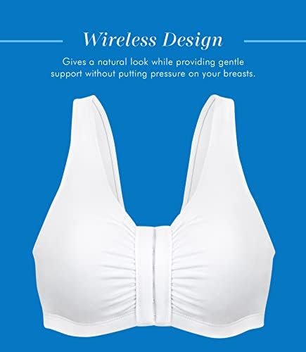 Bestform 5006014 Comfortable Unlined Wireless Cotton Stretch Sports Bra with Front Closure