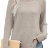 OFEEFAN Long Sleeve Shirts for Women Loose Fit Tunic Tops Dressy Casual Crew Neck Pullover Sweaters Fall Outfits Clothes 2025