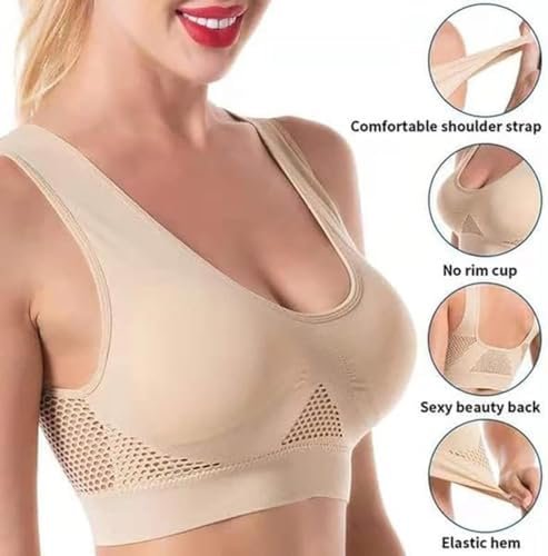 Generic Breathable Bras for Women No Steel Ring Plus Size Soft Cool Liftup Air Bra No Underwire High Support Underwear