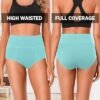 ASIMOON High Waisted Cotton Underwear for Women Plus Size Slight Tummy Control Full Coverage Panties Briefs Ladies Pack