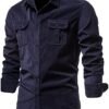 Men Shirts Long Sleeve Dress Collar Shirt Cotton Button Down T Shirt Solid Big and Tall Outdoor Fashion Tee Tops