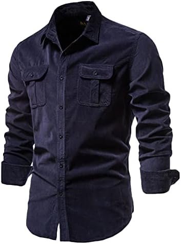 Men Shirts Long Sleeve Dress Collar Shirt Cotton Button Down T Shirt Solid Big and Tall Outdoor Fashion Tee Tops