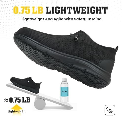 41O3cDcPELL._AC_.jpg Slip On Steel Toe Shoes Men Women Waterproof Non Slip Lightweight Comfortable Walking Loafers No-Laces