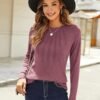 Zeagoo Fall Tops for Women Long Sleeve Shirts Casual Cotton Blouses 2025 Dressy Pleated Tunics