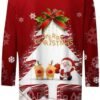 Christmas Shirts for Women Cute 3/4 Length Sleeve Tops Dressy Casual Crewneck Sweatshirts Ugly Xmas Sweater Blouses