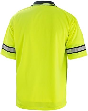 First Class Men's High Visibility Regular Fit Security and Plain Polo Shirt with Reflective Stripes Yellow/Lime ANSI