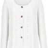 Ceboyel Womens Long Sleeve Tops 2023 Lace Crochet Casual Shirts Button Down V Neck Blouses Dressy Trendy Fashion Fall Clothes