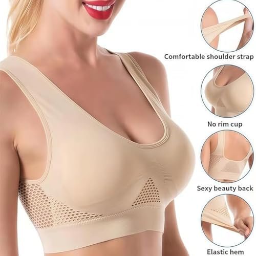 Breathable Anti-Sagging Breasts Sports Bras for Women Cooling Comfort Wireless Bra Breathable Lift Up Air Bra