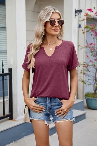 41PpRWw5jOL._AC_.jpg 2025 Womens Summer Tops Short Sleeve V-Neck T Shirts Casual Basic Tees Trendy Clothes
