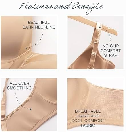 Playtex Women's Wireless Bra, 18 Hour Plus-Size T-Shirt Bras Available, Smoothing, Full Coverage, 4803, Single or 2-Pack