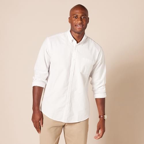 Amazon Essentials Men's Long Sleeve Shirts Casual - Regular-Fit Pocket Oxford